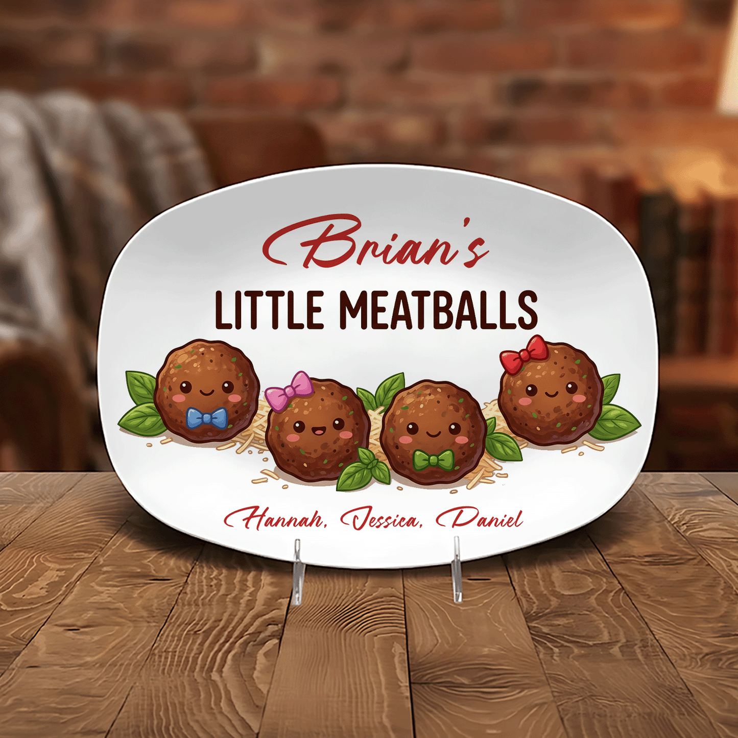 Personalized “Dad’s Little Meatballs” Decorative Plate – Custom Family BBQ Keepsake