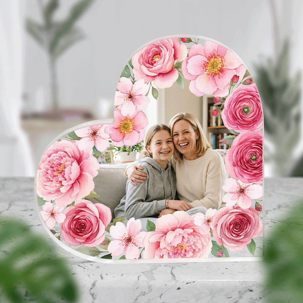 Custom Photo Heart Acrylic Keepsake – Personalized Mother’s Day Gift for Mom