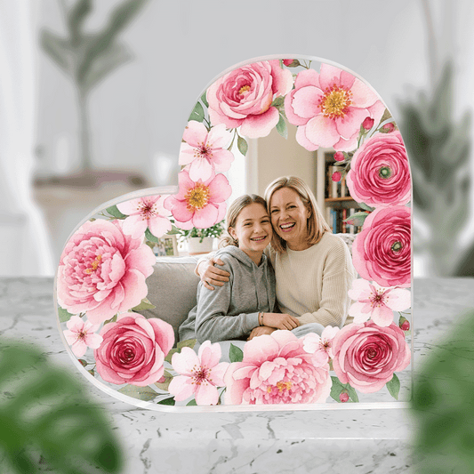 Custom Photo Heart Acrylic Keepsake – Personalized Mother’s Day Gift for Mom
