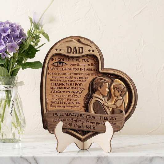 Personalized Heart Name Wooden Sign – 2 Layer Custom Father’s Day Decor Gift