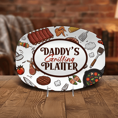 Personalized Daddy’s Grilling Platter – Custom Name BBQ Decorative Keepsake