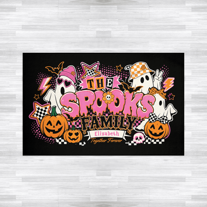 Personalized Halloween Y2K Retro Spooks Family Ghost Rug Custom Name Home Decor Floor Mat