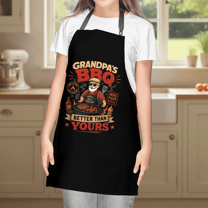 Grandpa BBQ Better Than Yours Apron – Funny BBQ Grilling Apron Gift for Grandpa