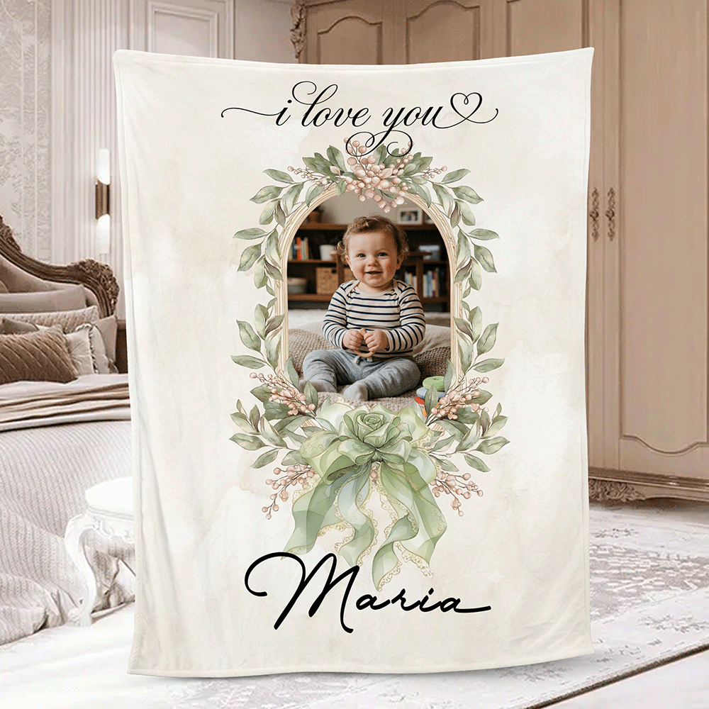 Love You Evermore Personalized Photo Blanket Gift for Mom and Grandma