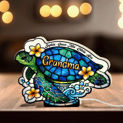 Personalized Acrylic Sea Turtle Sign with Family Names – A Meaningful Gift for Grandma