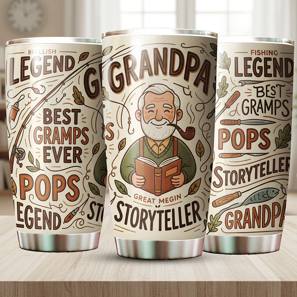 Grandpa Storyteller 20oz Tumbler – Stainless Steel Travel Mug Gift for Grandpa