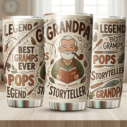Grandpa Storyteller 20oz Tumbler – Stainless Steel Travel Mug Gift for Grandpa