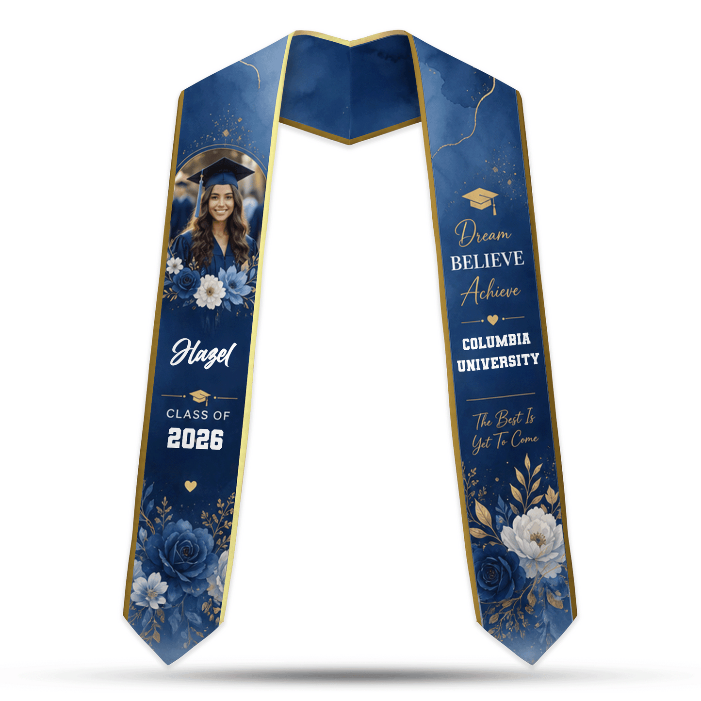 Personalized Dream Believe Achieve Graduation Stole – Custom Name