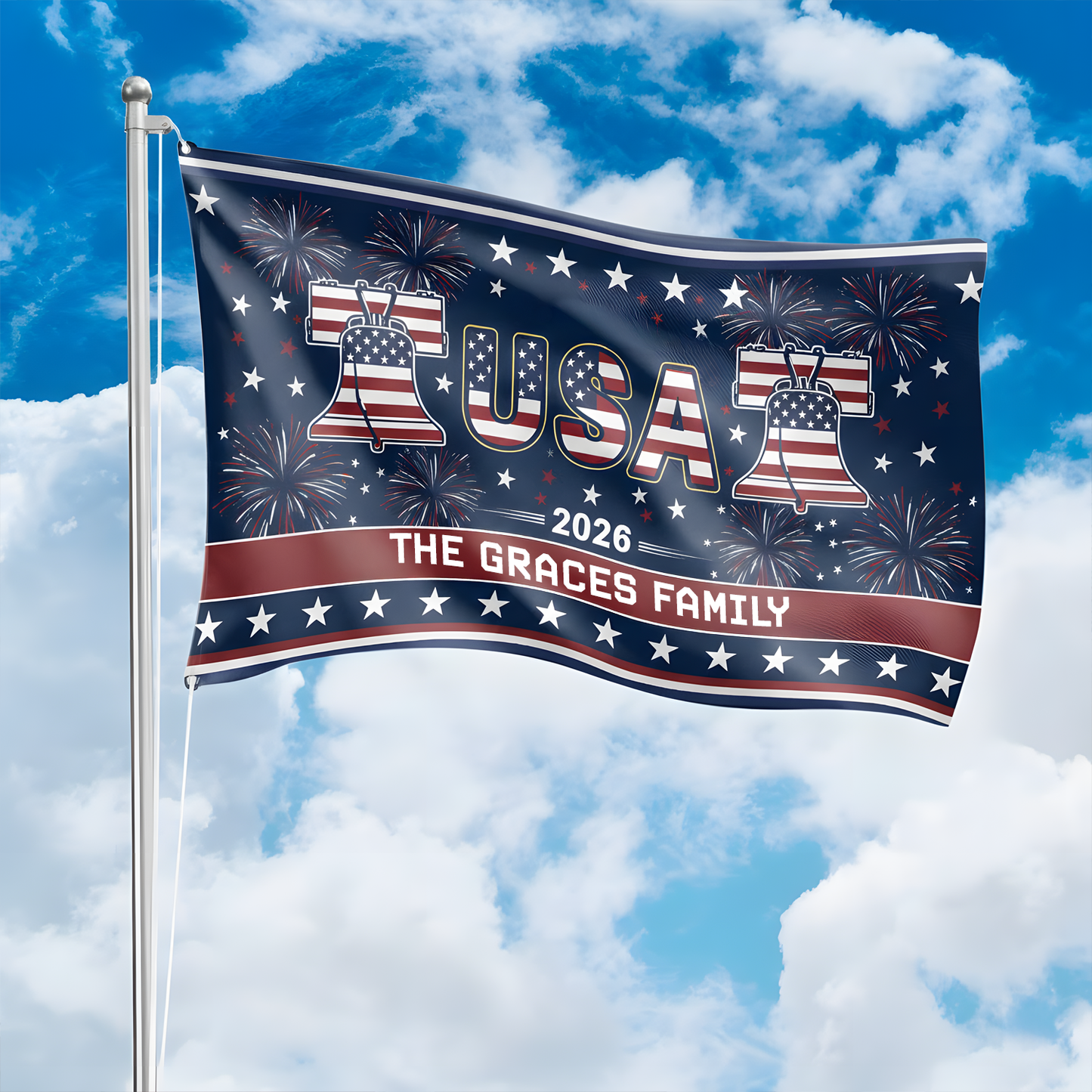 US 250th Anniversary 1776-2026 Patriotic 250 Years Of Freedom House Flag