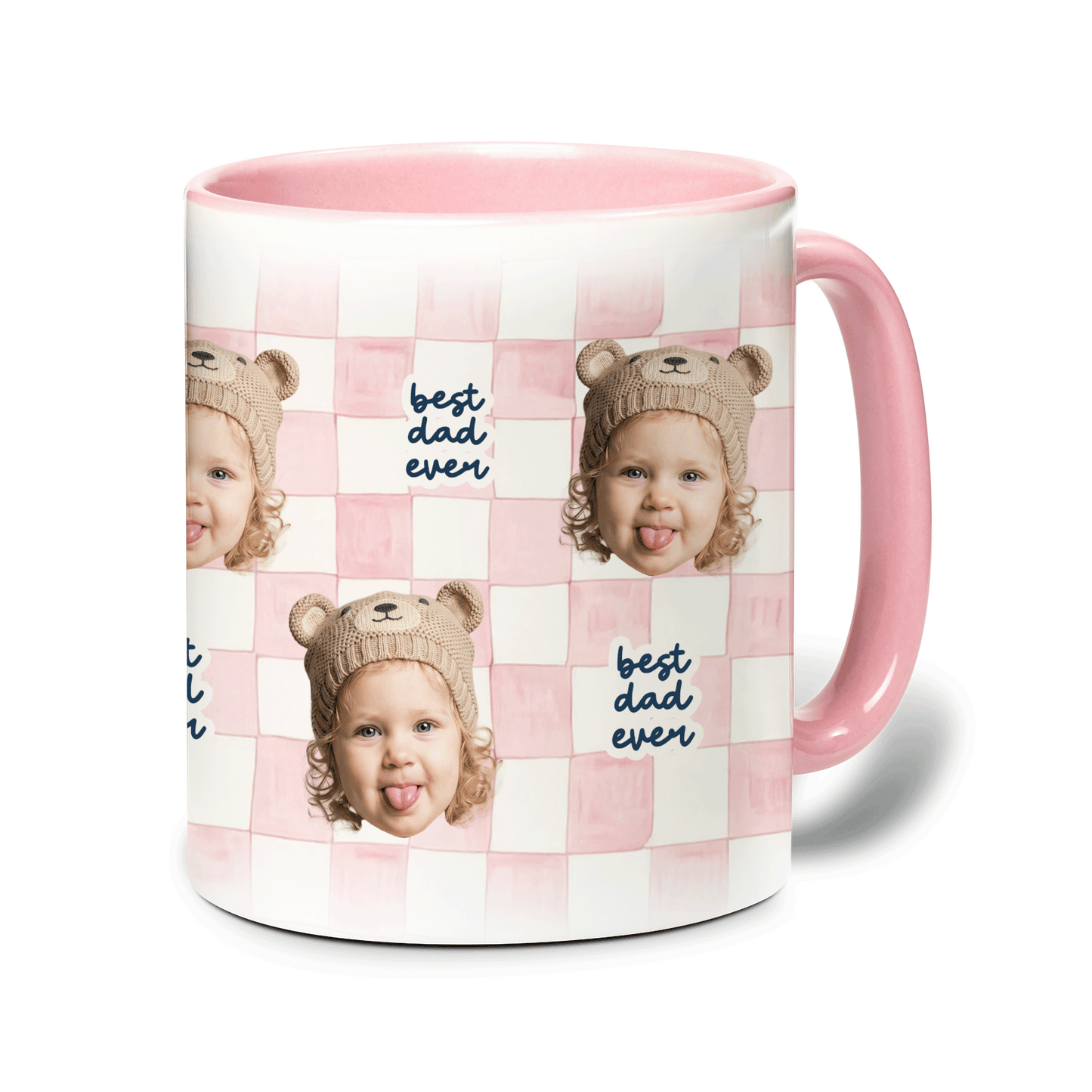 Personalized Best Dad Ever Accent Mug – Custom Photo Coffee Mug for Dad