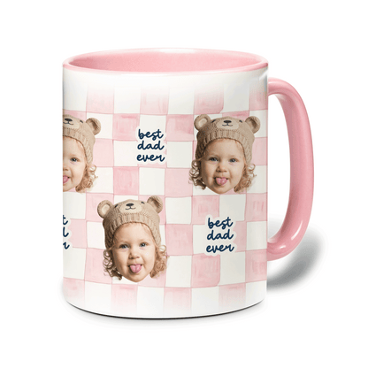Personalized Best Dad Ever Accent Mug – Custom Photo Coffee Mug for Dad
