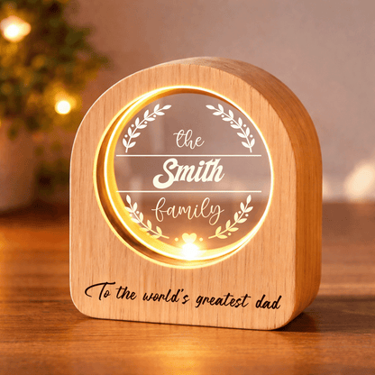 Personalized Round Night Light – “Dad My Hero My Forever” Custom Name Gift