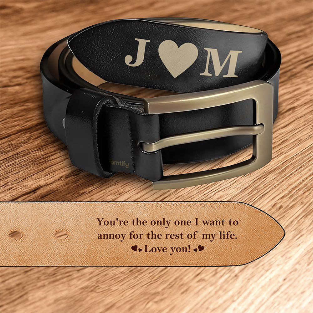 A Hidden Message Just for Him – Anniversary Gift for Husband – Personalized Engraved Leather Belt