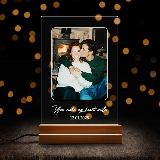 You Make My Heart Smile – Wedding & Anniversary Gift for Couples – Personalized Photo Night Light