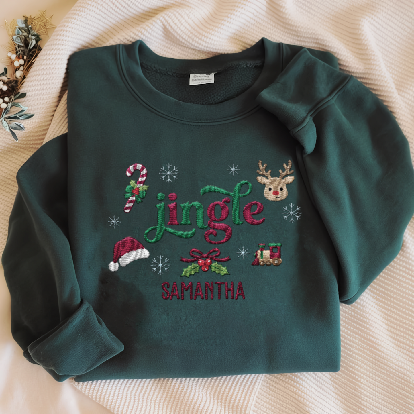 Personalized Jingle Christmas Sweatshirt with Custom Name | Festive Holiday Crewneck Gift