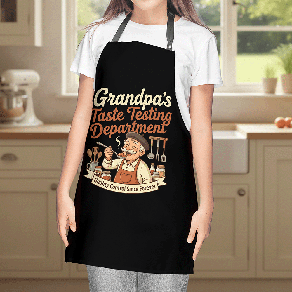 Grandpa's Taste Testing Department Apron – Funny BBQ & Cooking Apron Gift for Grandpa