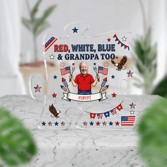 Red White Blue Grandpa Acrylic Plaque – Personalized Photo Gift for Grandpa