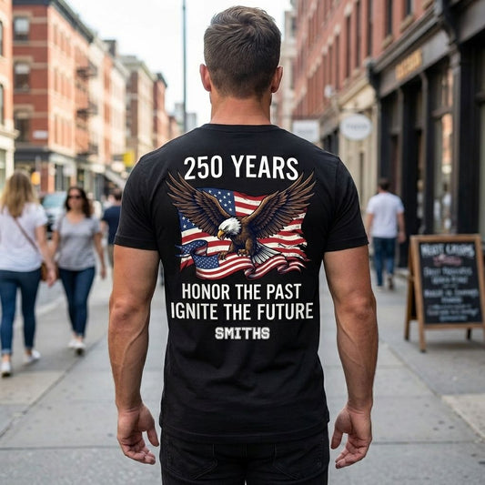 America 250th Anniversary Back & Front Shirt Bald Eagle Flag Tee for July 4th