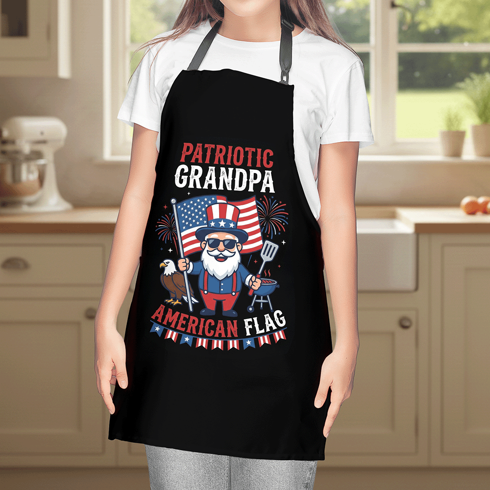 Patriotic Grandpa American Apron – Funny BBQ Grilling Apron Gift for Grandpa