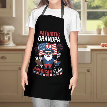 Patriotic Grandpa American Apron – Funny BBQ Grilling Apron Gift for Grandpa