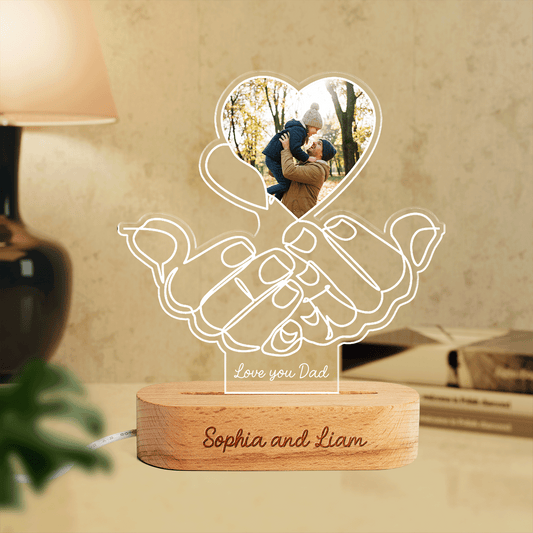 Personalized Love You Dad Photo Night Light – Custom Name LED Acrylic Lamp Gift for Dad