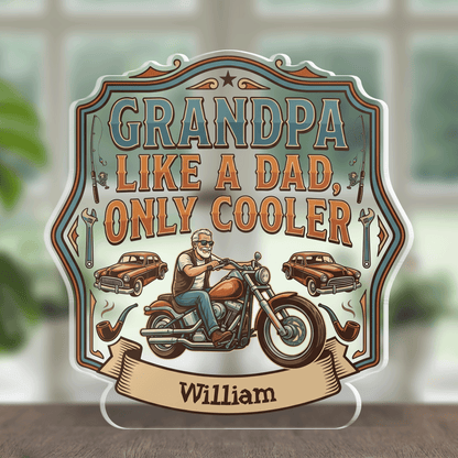 Personalized Grandpa Like A Dad Only Cooler Acrylic Plaque - Custom Photo Gift