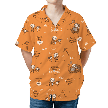 Little Girl Big Love Grandpa Custom Name Hawaiian Shirt – Personalized Tropical Gift for Grandpa