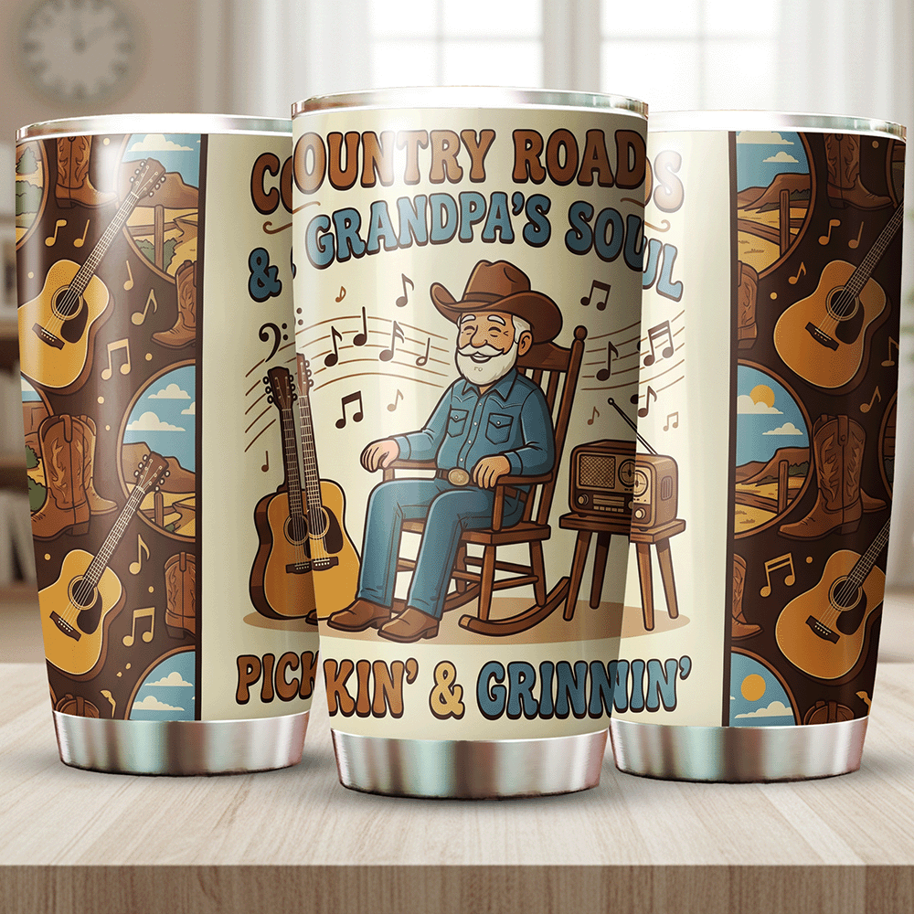 Country Roads Grandpa's Soul 20oz Tumbler – Stainless Steel Travel Mug Gift for Grandpa