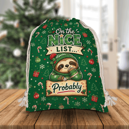 Personalized On the Nice List Christmas Sack with Custom Name
