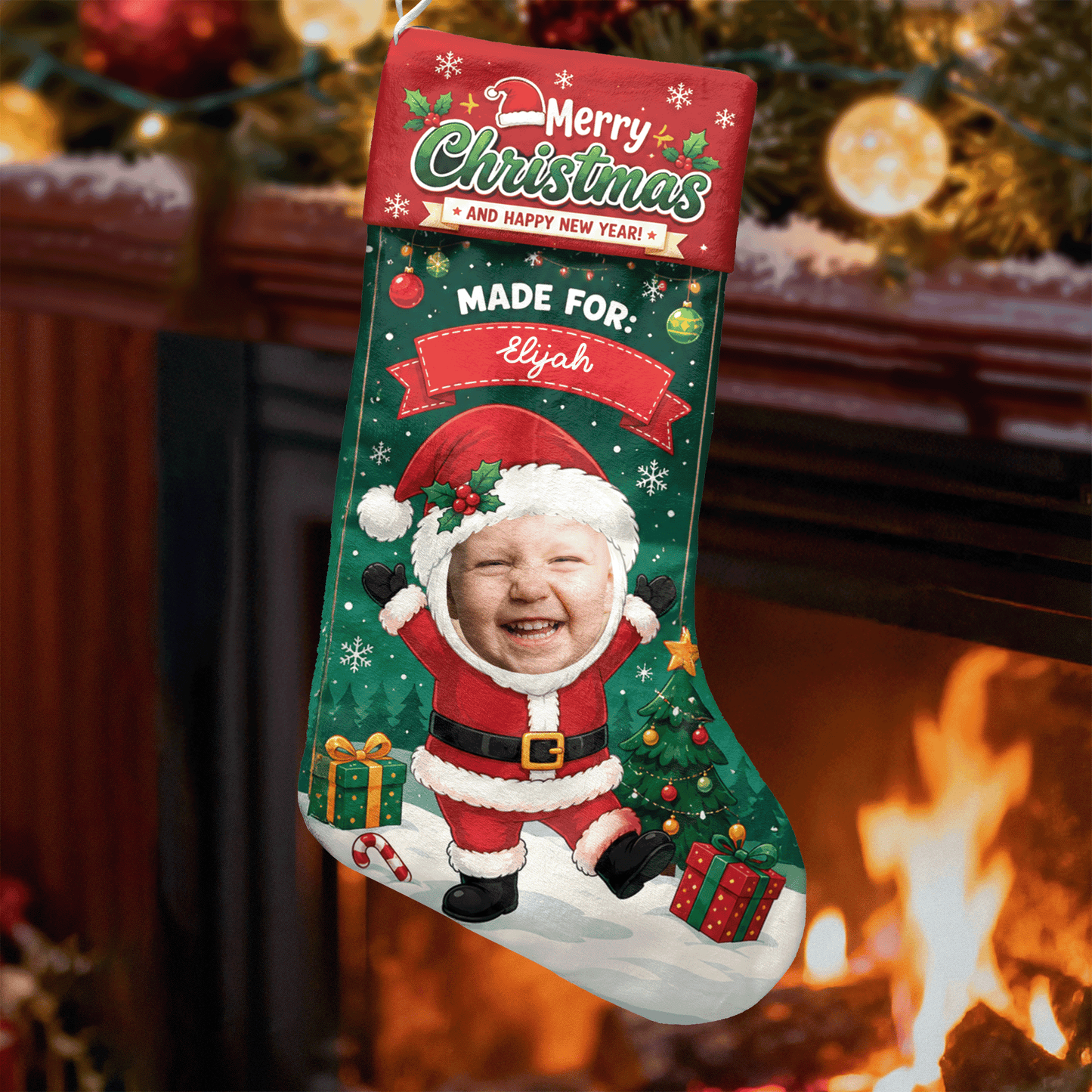 Personalized Christmas Made for Memories Christmas Stocking with Custom Photo