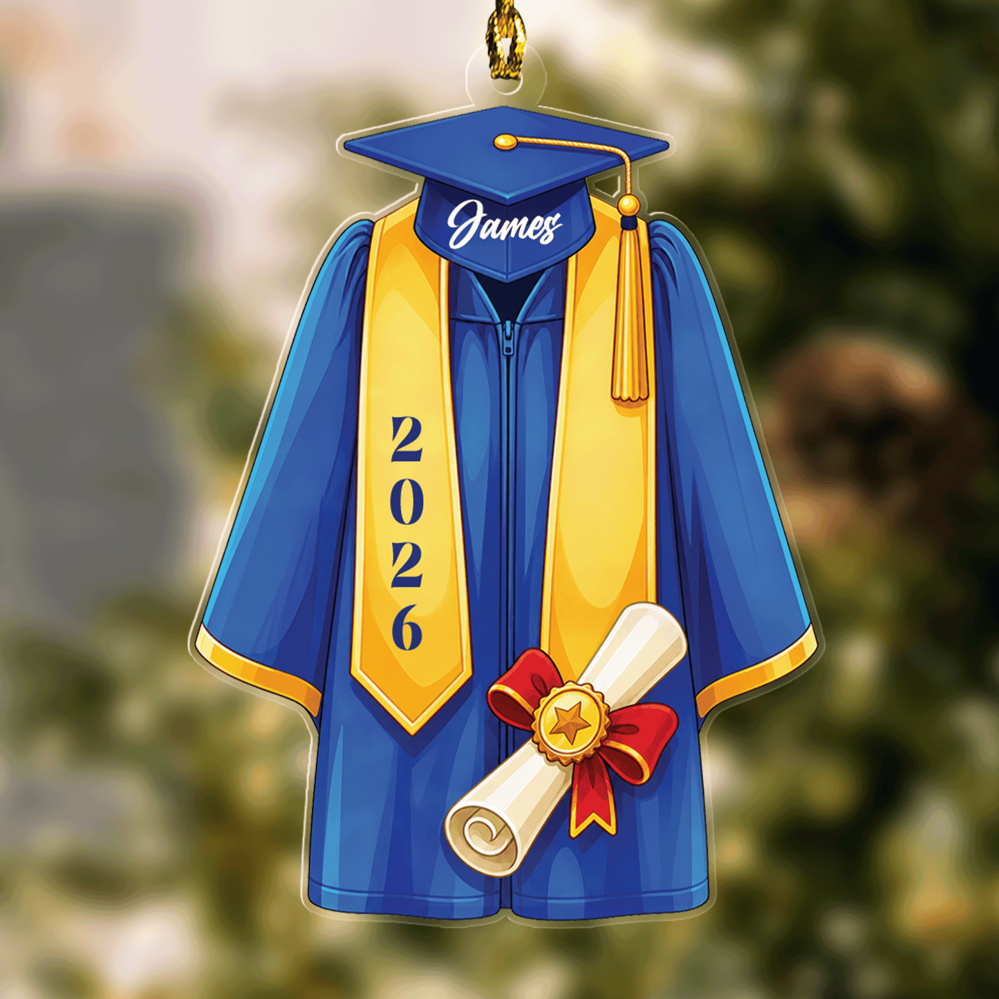 Personalized Graduation Gown Name and Year Acrylic Ornament