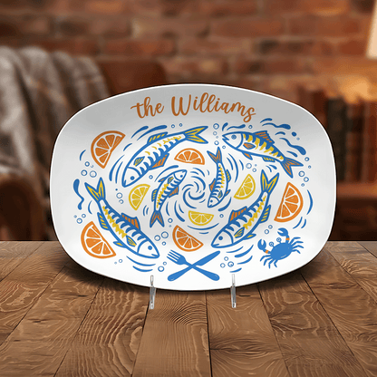 Personalized Seafood Decorative Plate – Custom Family Name Coastal Keepsake