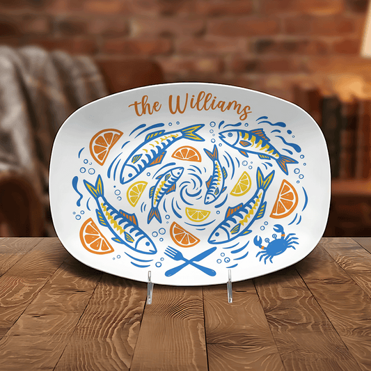 Personalized Seafood Decorative Plate – Custom Family Name Coastal Keepsake