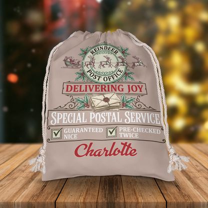 Personalized Delivering Joy Christmas Sack with Custom Name