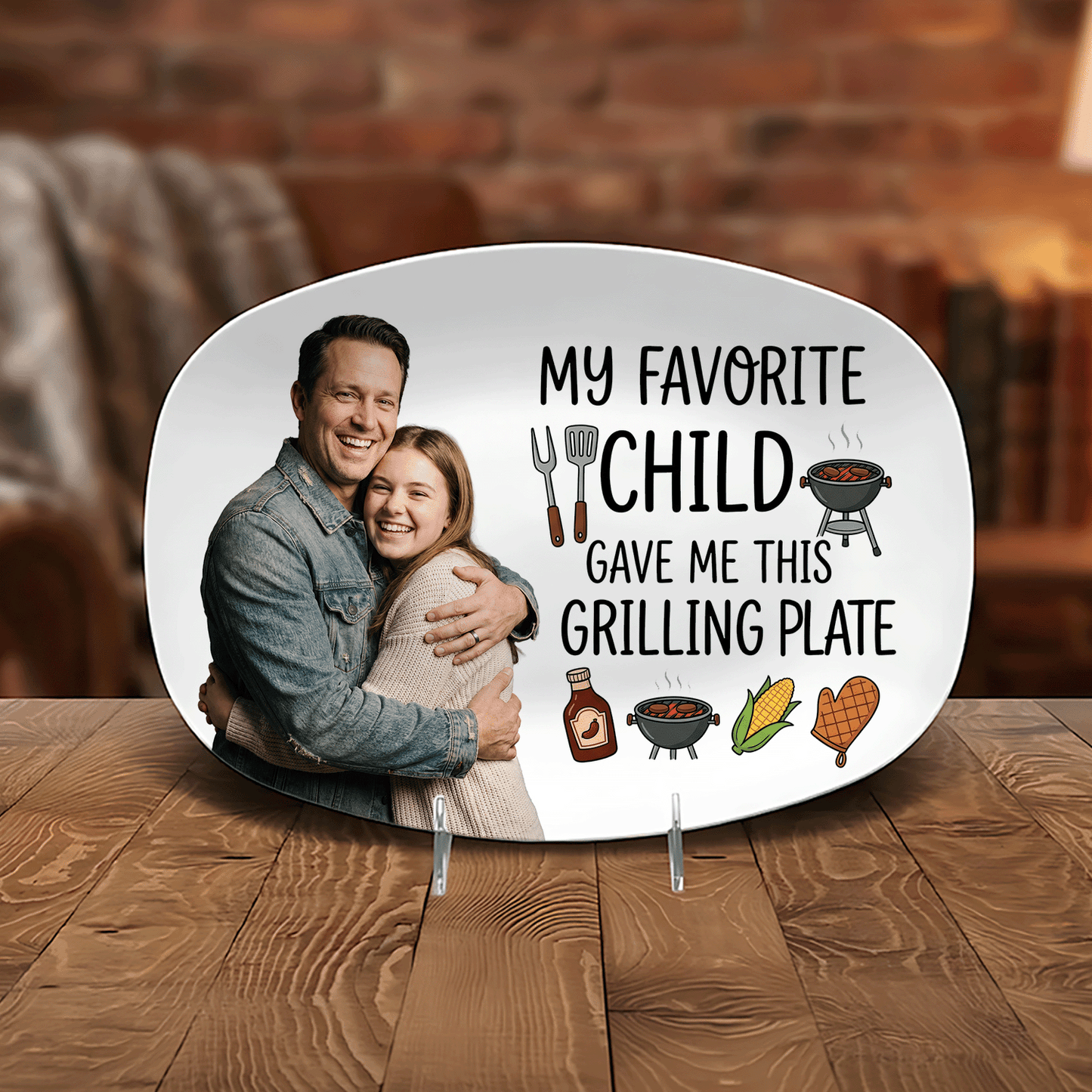 Personalized “My Favorite Child Gave Me This Grilling Plate” Decorative Keepsake