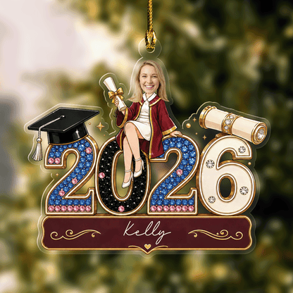 Personalized Class of 2026 Photo Acrylic Ornament – Custom Graduation Keepsake