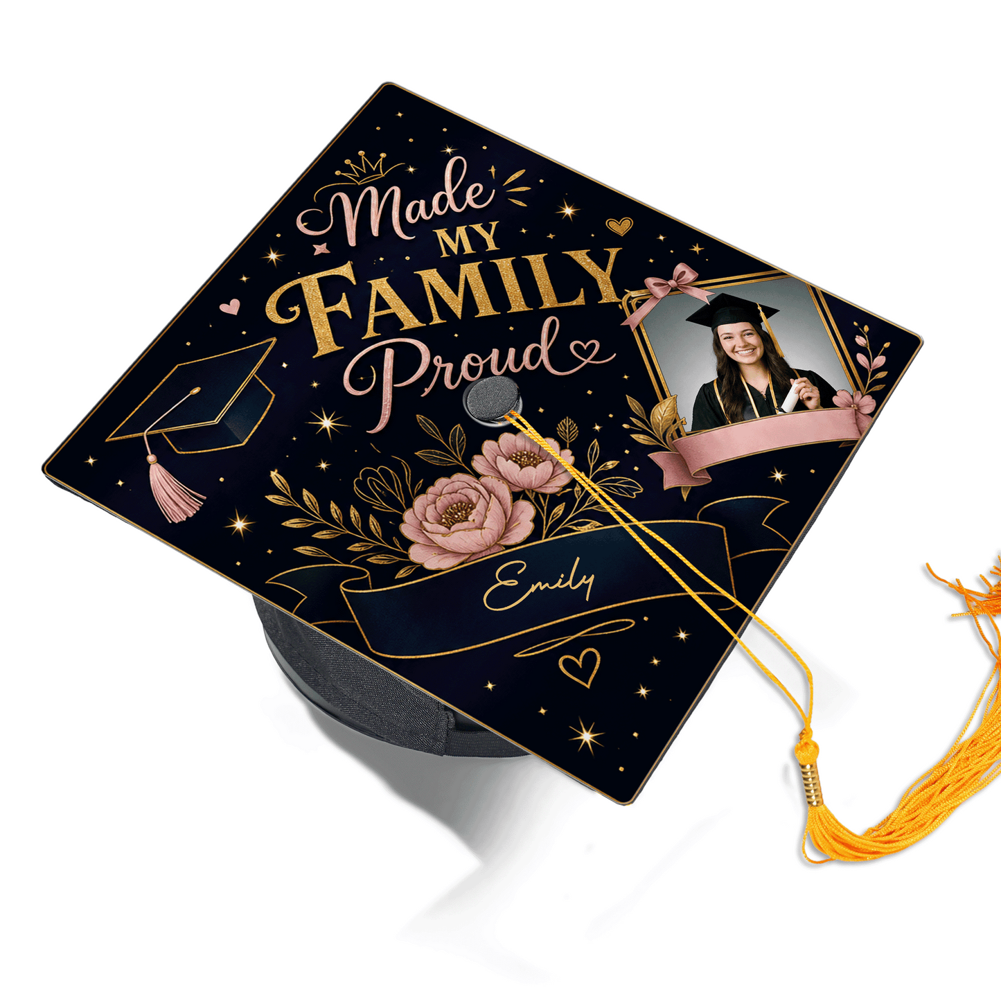 Personalized Made My Family Proud Graduation Cap Topper