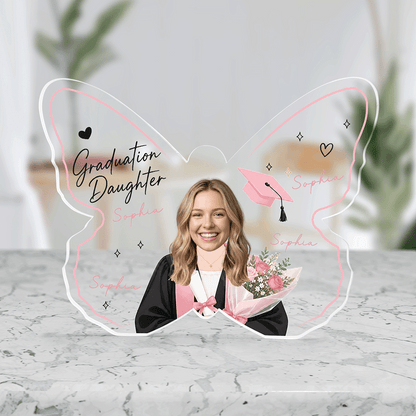 Personalized Graduation Butterfly Acrylic Plaque for Daughter – Name and Photo