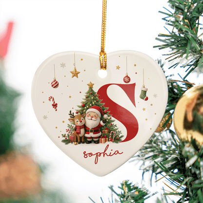 Personalized Cute Heart Ceramic Christmas Ornament, Custom Name Holiday Gift