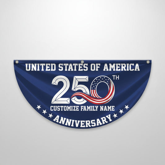 Patriotic 250th Anniversary 1776 2026 United States of America Non-Pleated Fan Flag Navy