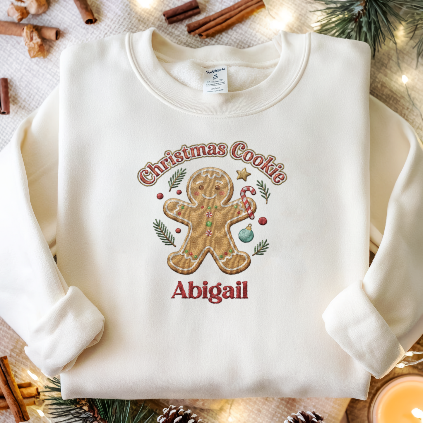Personalized Christmas Cookie Gingerbread Sweatshirt with Custom Name | Cute Holiday Crewneck Gift