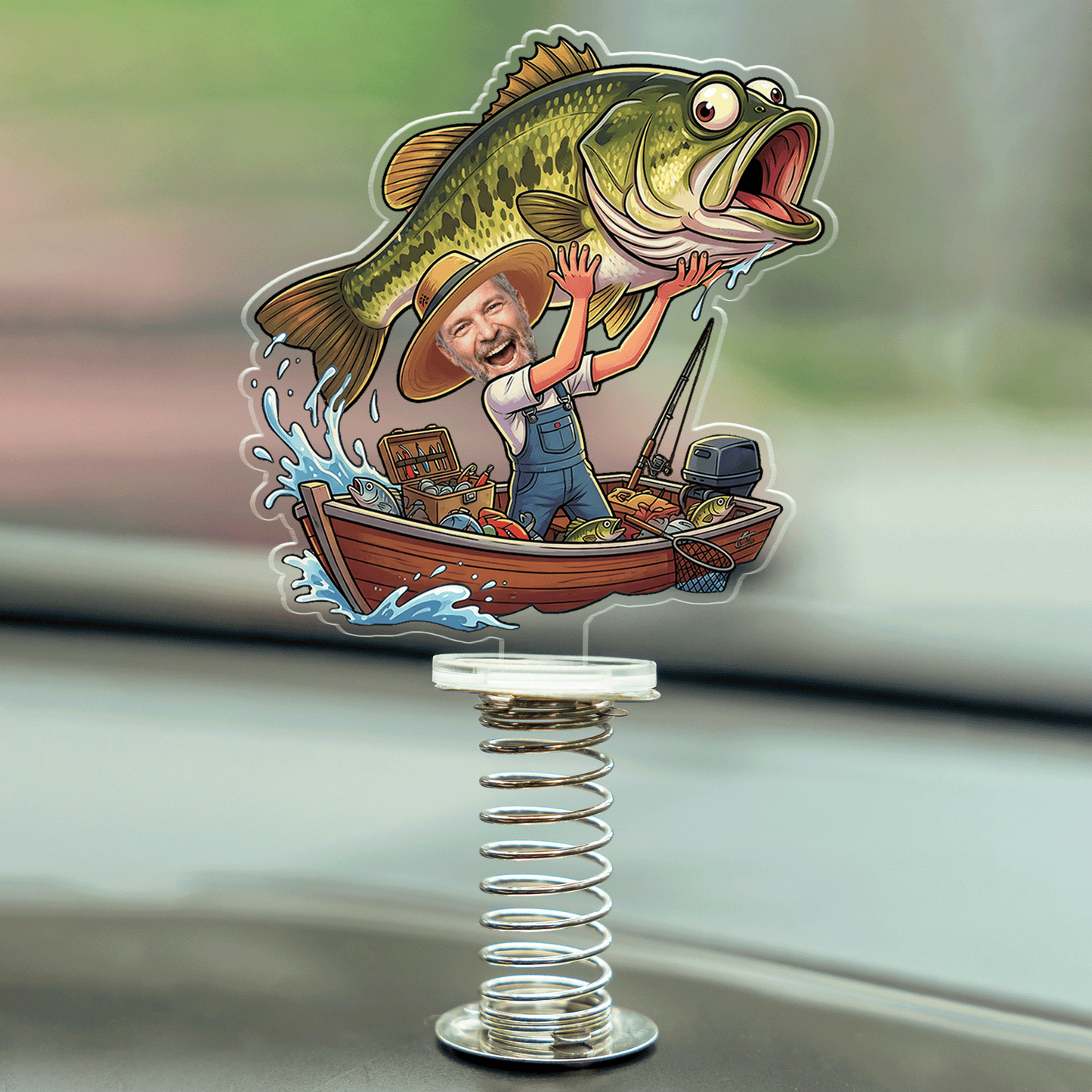 Personalized Fishing Dad Drive Safe Car Standee – Custom Photo Gift for Dad