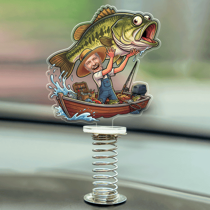Personalized Fishing Dad Drive Safe Car Standee – Custom Photo Gift for Dad