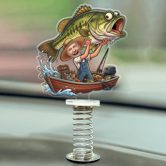 Personalized Fishing Dad Drive Safe Car Standee – Custom Photo Gift for Dad