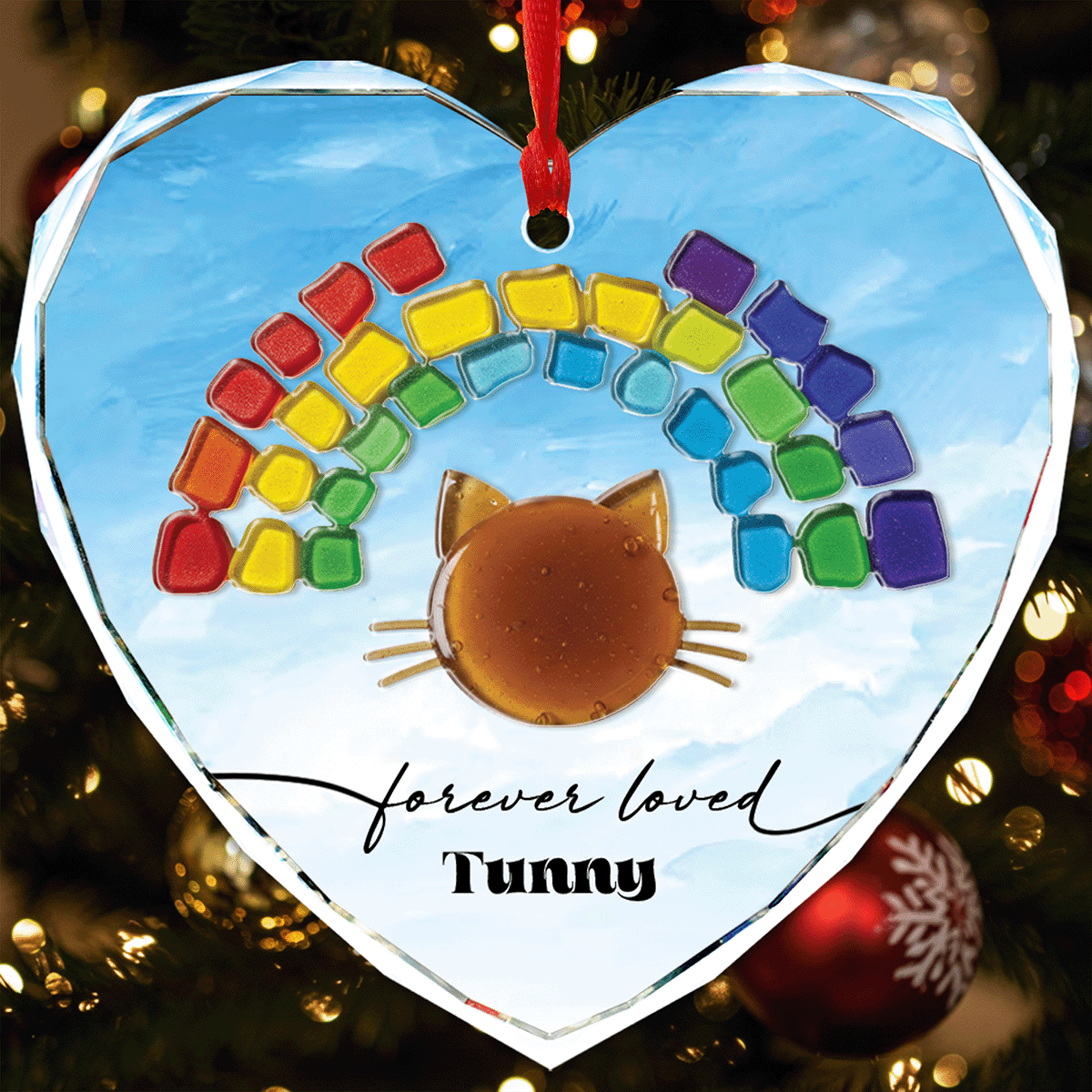 Personalized Pet's Name Rainbow Shade Glass and Acrylic Ornament