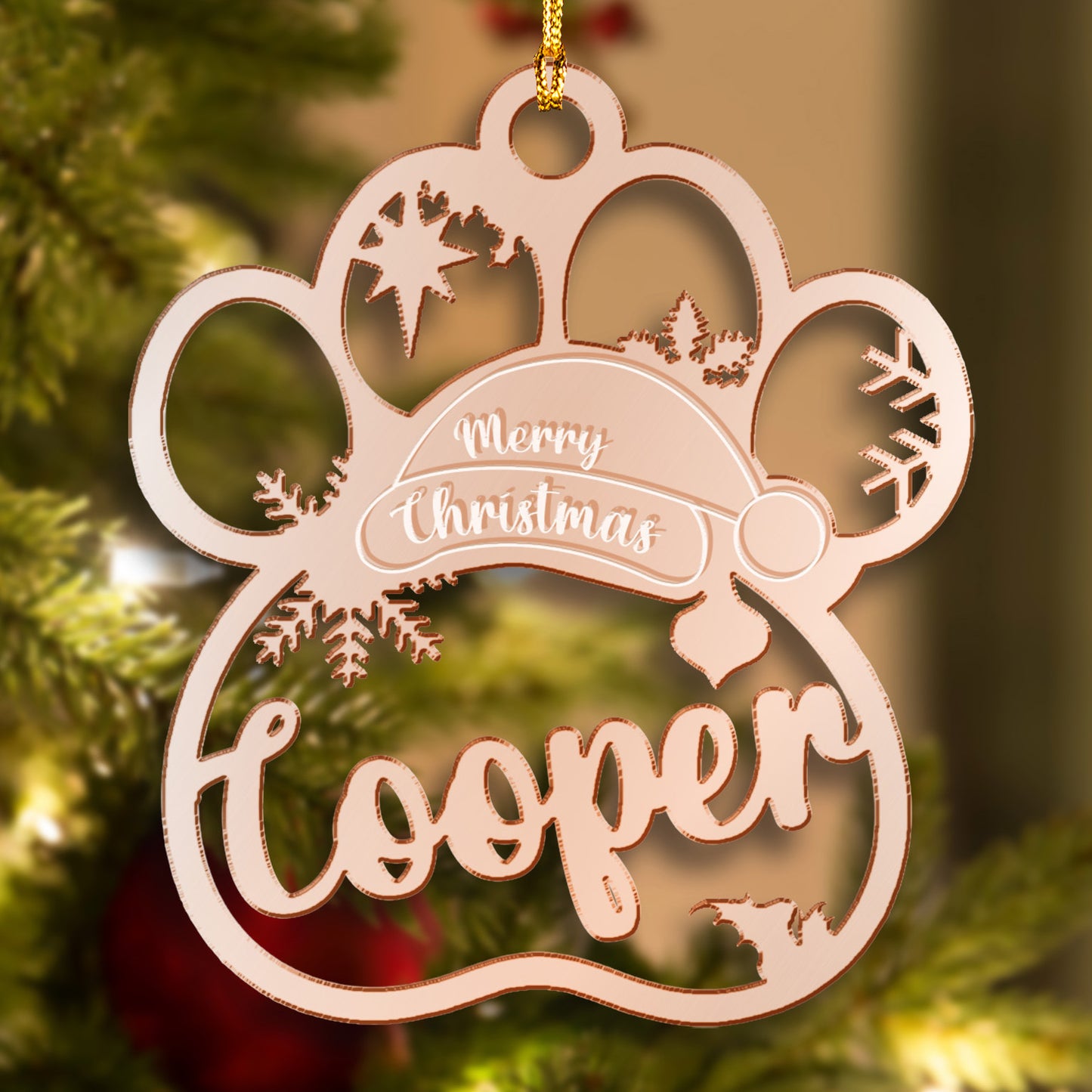Paw Print Christmas Ornament – Personalized Mirrore Acrylic Dog Ornament