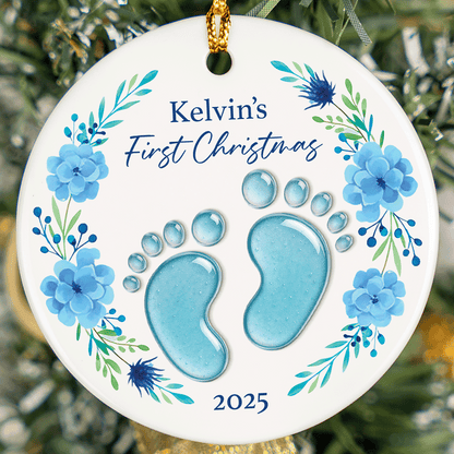 Baby’s First Christmas - Personalized Ceramic Acrylic Ornament for Newborn