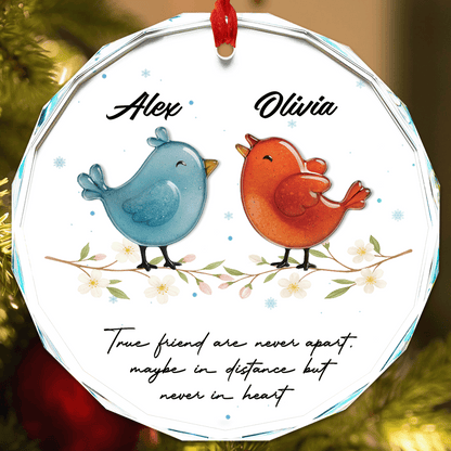 Personalized Birds Of A Feather Glass and Acrylic Ornament