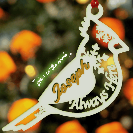 Personalized Christmas Memorial Wood and Luminous Acrylic Ornament - Loss Of Loved One Gift