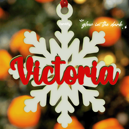 Personalized Glow In The Dark Wood and Luminous Acrylic Snowflake Ornament